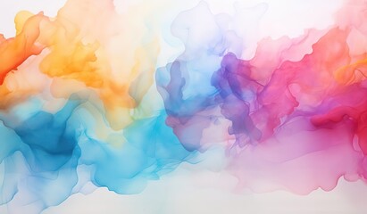 Wall Mural - Colorful watercolor stain isolated on a white background, Abstract colorful complementary color art painting illustration texture. watercolor swirl waves liquid splashes, watercolor splash background