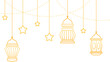 Hanging gold Islamic lantern decoration for Ramadan Kareem Islamic festival