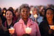 © 18042011 - Reflective group of women at twilight candlelight vigil, symbolizing unity and support.