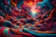 Vibrant waves of color swirling in a surreal dreamscape