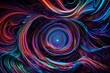 Interdimensional portals opening amidst swirling neon waves