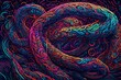 A neon serpent slithering through abstract waves