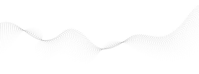 halftone flowing wavy gradient dots shape isolated on transparent background. digital future technol