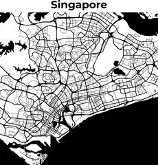 Wall Mural - Singapore City Map, Cartography Map, Street Layout Map 