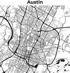 Wall Mural - Austin City Map, Cartography Map, Street Layout Map  