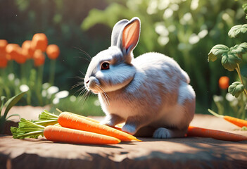 Cute rabbit with carrot