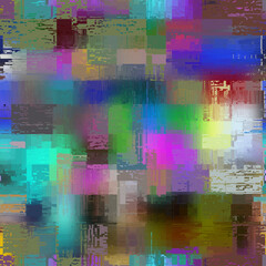 Fototapete - Vector pattern with imitation of grunge glitch texture. Seamless grunge background