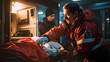 © Franco - paramedic helping a person in an accident next to an ambulance