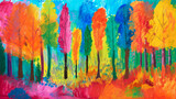 Fototapeta Młodzieżowe - Enchanting Crayon Forest Adventure