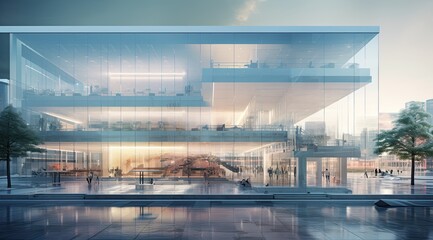  building with glass view to interior design