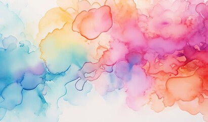 Wall Mural - Colorful watercolor stain isolated on a white background, Abstract colorful complementary color art painting illustration texture. watercolor swirl waves liquid splashes, watercolor splash background