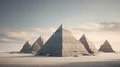 Minimalistic 3D pyramids with a subtle concrete-like surface.