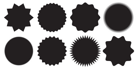 Wall Mural - Set of vector starburst, sunburst badges. Vintage labels. Black stickers. A collection of different types and black icon, Design elements. PNG