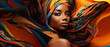 Beautiful Black Woman with Colorful Swirls for Black History Month