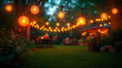 Intimate Garden Party with String Lighting