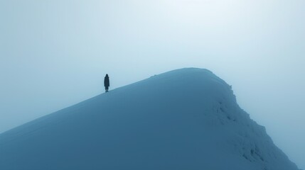 Wall Mural - A lone skier standing on top of a snowy mountain, AI