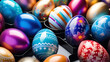 Easter eggs designs, colourful holiday background