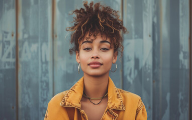 Wall Mural - Close Up of a Person Wearing a Yellow Jacket