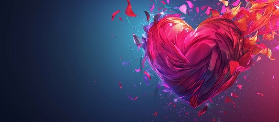 Wall Mural - Mesmerizing Illustrated Heart with Abstract Petal Background: A Stunning Wallpaper