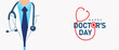 © BappiDeb - National doctor's day banner background with stethoscope on medic