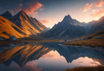 Wall Mural - sunset in the mountains