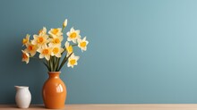 Vase With Bright Yellow Daffodils
