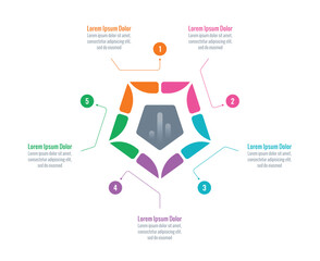 sliced pentagon infographic template. information template with five options