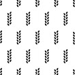 Wheat seamless pattern. Repeating black grain wheats on white background. Repeated flour patterns. Spike corn. Texture bakery. Repeat beer ear. Design for bread cereal prints. Vector illustration