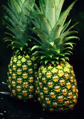  Fresh ripe pineapple, exotic healthy bio fruit food gardening concept. Generative Ai