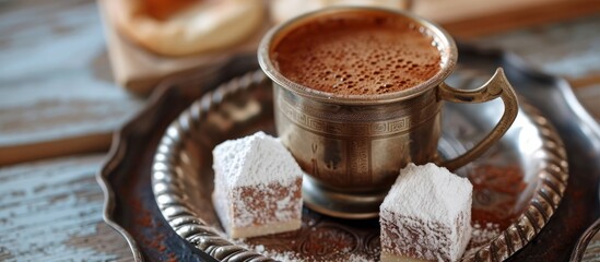 Wall Mural - Indulge in the Traditional Delight of Delicious Turkish Coffee and Turkish Delight
