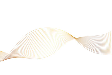Abstract gold vector wavy lines flowing smooth curve design. Isolated on transparent background. Design of luxury, technology, science, music, modern