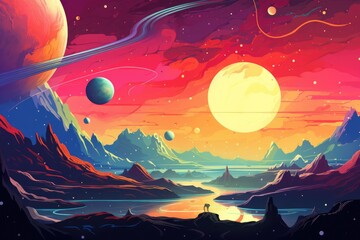 Wall Mural - fantasy galaxy travel sky adventure wallpaper, colorful. generative ai.