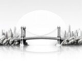 Fototapeta  - Bridge Arching Over River Connection and Passage Isolated on White Background AI Generated