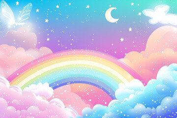 Wall Mural - fabulous rainbow atmosphere. background with selective focus and copy space