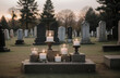 Znicze na cmentarzu, święto zmarłych.