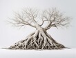 Tree Silhouette with Deep Roots Stability and Growth Isolated on White Background AI Generated