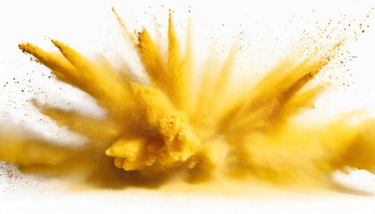 Wall Mural - yellow powder explosion on white background