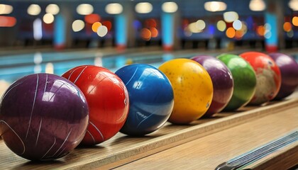 Canvas Print - close up view of balls in bowling club