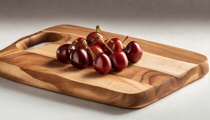 Wall Mural - handmade cherry cutting board on white background