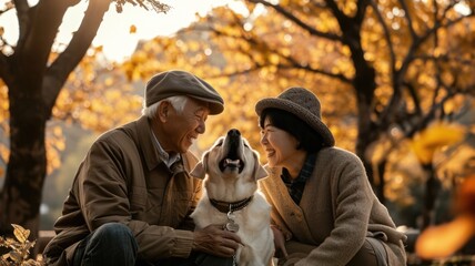 Wall Mural - playful dog and its owner in nature outdoor , healthy lifestyle pragma