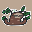 cartoon rich boy sloth throwing money around