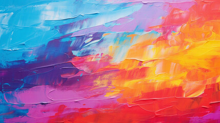 close up of abstract rough colorful multicolored rainbow canvas painting texture