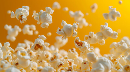 Wall Mural - Popcorn on yellow background