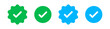 Verified badge icon tick symbol vector approved check mark icon. Blue green checkmark icons - Certificate badge Quality certify icon