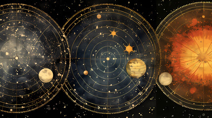Cosmic Cartography: Antique Celestial Pattern