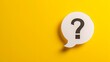 Question mark speech bubble isolated on yellow background