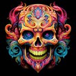 Vibrant Psychedelic Melting Skull Artwork