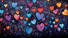 Colorful Hearts And Swirls In A Whimsical Artwork