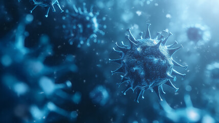 close up illustration of viruses, 3d