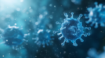 Close up illustration of viruses, 3d